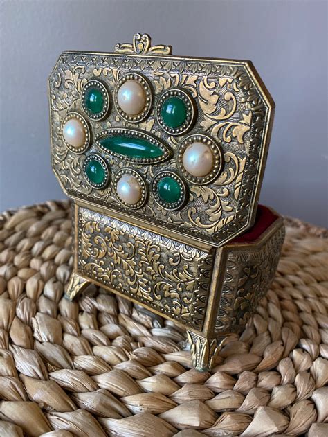 metal trinket boxes|vintage metal trinket box.